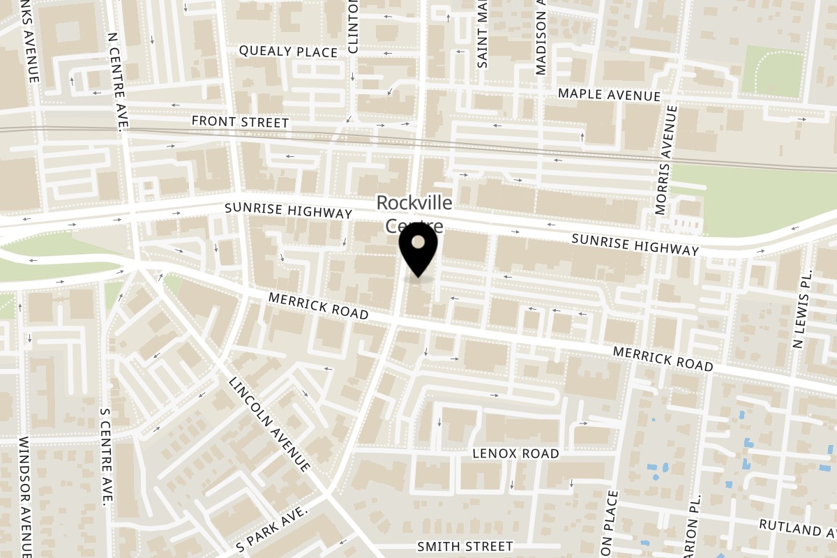 Map showing the location of Catch 13 RVC on 13 North Park Avenue in Rockville Centre